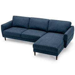 104 in L Shaped Sectional Sofa in Navy with 46 in Chaise, Serpentine Springs and Tool Free Assembly