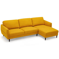 104 in L Shaped Sectional Sofa in Mustard Yellow with 46 in Chaise and Tool Free Assembly