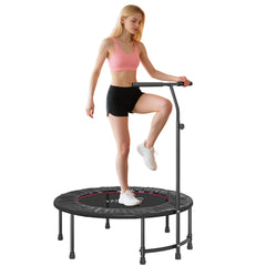 39" Mini Exercise Trampoline w/ Adjustable T-Bar Indoor Fitness Rebounder Black