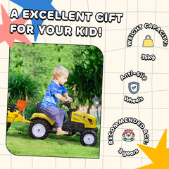 Ride on Excavator with Back Trailer, Shovel & Rake for 3+ Year Old