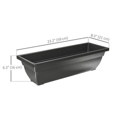 Long Rectangular Flower Plant Pots, 7 Pack 23 Inches Window Boxes Planters for Windowsill, Garden, Black