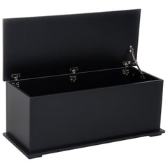 39.5" Storage Chest with 2 Safety Hinges, Storage Box Organizer with Flip-Top Lid, Entryway Storage Bench, Black