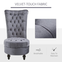 45" Tufted High Back Velvet Accent Chair Living Room Soft Padded Couch Lounge Ash Grey