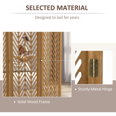 3 Panel Room Divider, 5.6ft Tall Wood Folding Privacy Screens, Freestanding Partition Wall Dividers, Light Brown