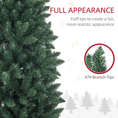 6ft Tall Pencil Artificial Christmas Tree with 479 Branch Tips with Steel Base, Green