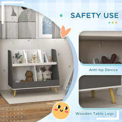 2 Tier Kids Toy Storage Organizer with 5 Compartments, Anti-tip Device, for Nursery, Playroom, Grey