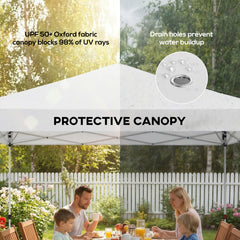 Pop Up Canopy Waterproof Canopy Tent with Carrying Bag for Parties Garden BBQs 9.8' x 9.8', Blue