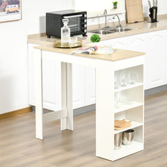 Bar Table, High Top Pub Table with 4 Storage Shelves, Modern Bar Height Table for Home Bar, Kitchen, Grey