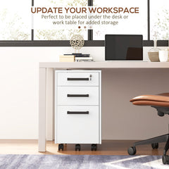 Lockable Vertical File Cabinet with Lock, 3 Drawer Filing Cabinet with Hanging Bars for Letter and A4 Size, Black