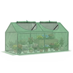 Portable Mini Tunnel Greenhouse Garden Warm House with 2 Windows Steel Frame PE Cover, 47" x 24" x 24", White