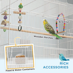 52" Bird Cage with Rolling Stand, Toys, for Budgies Canaries Black