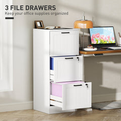 2 Drawer Filing Cabinet with Lock, Office Storage Cabinet with Adjustable Hanging Bars for A4 Letter Size Files, Black