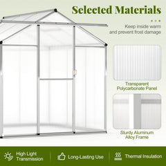 Large Walk-in Green House with Rain Gutters and Polycarbonate Panels-6 FT