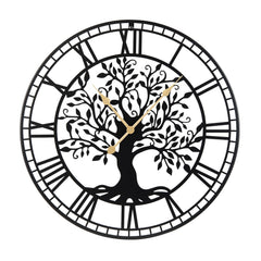 Large Wall Clock 27 Inch Tree of Life Big Metal Wall Clock-Black