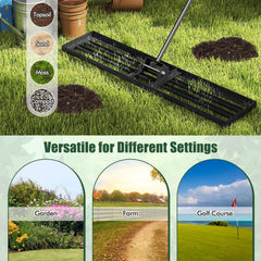 Lawn Leveling Rake 46 x 10 Inch Heavy Duty Lawn Level Tool for Soil-Black