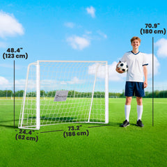 6ft x 4ft Soccer Goal Net with Metal Frame, PE Mesh, Ground Stakes, Easy Assembly, White