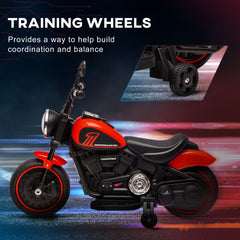 6V Kids Motorcycle with Training Wheels, Foot Pedal, Headlight, Music, Forward/Reverse, Single-Button Start, Blue