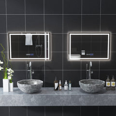 LED Bathroom Mirror Wall Mounted Rectangle Mirror with 3-Color Dimmable Lights-S