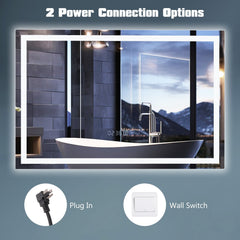 LED Bathroom Mirror Wall Mounted Rectangle Mirror with 3-Color Dimmable Lights-S