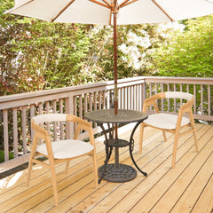 Bamboo Dining Armchair with Curved Back, Beige Polyester Cushion and A Frame Legs, Natural