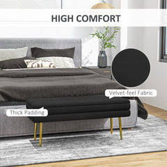 39" Storage Ottoman, Velvet End of Bed Bench with Steel Legs, Foot Stool with Storage for Bedroom, Living Room, Beige