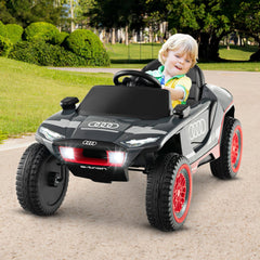 Licensed Audi e-tron Kids Ride On Racing Car with Emergency Brake Remote and Spring Suspension, Gray
