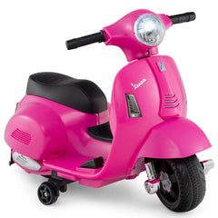 6V Licensed Vespa Kids Ride On Scooter with LED Headlight and Horn Sound, Pink