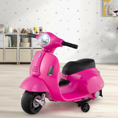 6V Licensed Vespa Kids Ride On Scooter with LED Headlight and Horn Sound, Pink