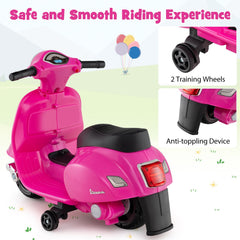 6V Licensed Vespa Kids Ride On Scooter with LED Headlight and Horn Sound, Pink