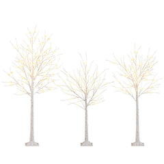 Lighted Birch Trees Set of 3, 4 FT 5 FT and 6 FT with 216 Warm White LEDs, Indoor or Outdoor