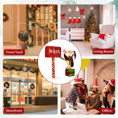 Lighted Christmas Decoration Mailbox and Penguin 3D Pre-Lit Xmas Holiday Decoration