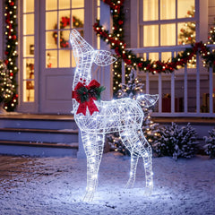 Lighted Christmas Deer Decorations with Cold White LED Lights-White