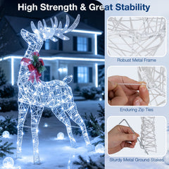 Lighted Christmas Reindeer Decoration with 170 Cold White LED Lights