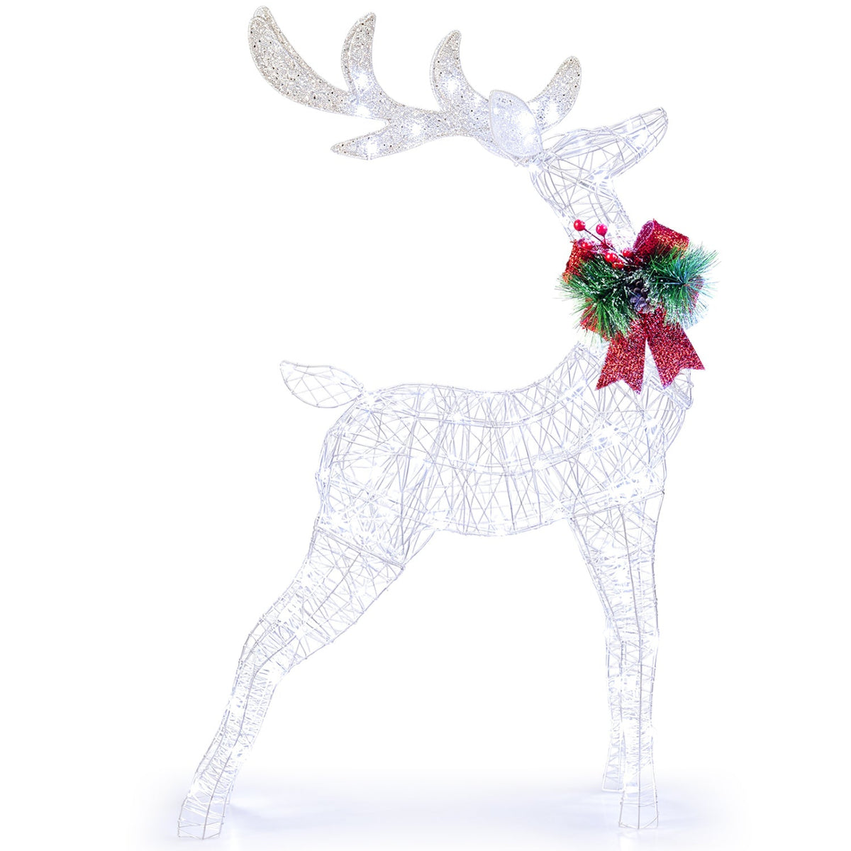 Lighted Christmas Reindeer with Cold LED Lights for Yard-White