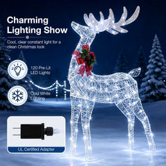 Lighted Christmas Reindeer with Cold LED Lights for Yard-White
