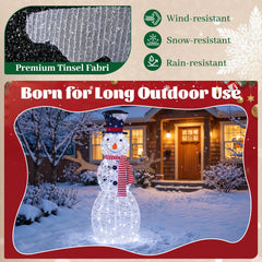 Lighted Snowman Christmas Decoration with Cold White LED Lights-White