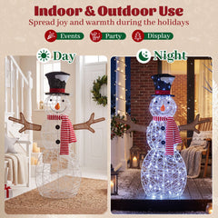 Lighted Snowman Christmas Decoration with Cold White LED Lights-White