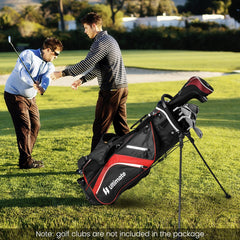 Lightweight Golf Stand Bag with 14 Way Top Dividers and 6 Pockets-Red