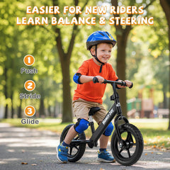 Lightweight Toddler Balance Bike No Pedal Training Bicycle-Black