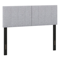 Linen Upholstered Headboard with Solid Wood Legs and Adjustable Width-Gray
