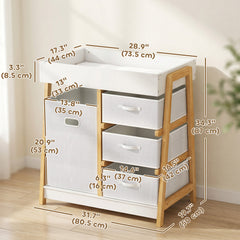 Baby Changing Table, Diaper Changing Station with Waterproof Pad, 3 Drawers and Large Basket for Newborn & Infant, White