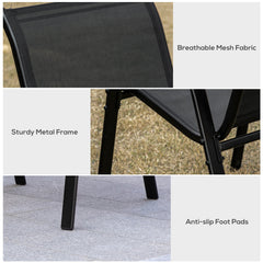 4-Piece Outdoor Dining Chair for Relaxing on Patio Balcony Garden, Comfortable Outdoor Furniture with Armrests, Black