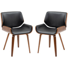 Dining Chairs Set of 2, PU Leather Kitchen Chairs with Upholstered Seats and Solid Wood Legs for Dining Room, Black