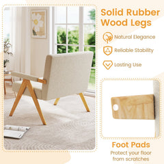 47 in Sherpa Loveseat with Rubber Wood Legs, 13.5 in Floor Clearance and 463 lb Capacity, Cream