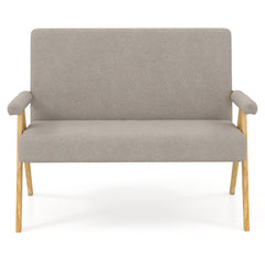 47 in Grey Sherpa Loveseat on Rubber Wood Legs, 105 Degree Slanted Back and 463 lb Capacity