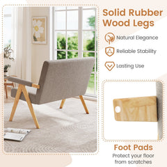 47 in Grey Sherpa Loveseat on Rubber Wood Legs, 105 Degree Slanted Back and 463 lb Capacity