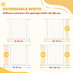 Pressure Fit Dog Gate Pet Barrier for stairs doorway, 29.9''- 42.1'' Width White