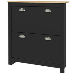 Modern Shoe Cabinet with 2 Flip Drawers and Adjustable Shelves, 12 Pair Shoe Storage Organizer for Hallway, White