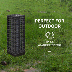 Wicker Solar Outdoor Lamp, Decorative Floor Lamp with Auto On/Off LED Lights, IP44 for Patio, Porch, Pathway, Grey