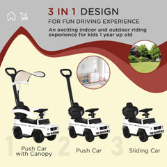 Mercedes-Benz G350 Licensed Push Car, 3-in-1 Toddler Sliding Car with Horn, Steering, Foot Rest, Seat Storage, Black